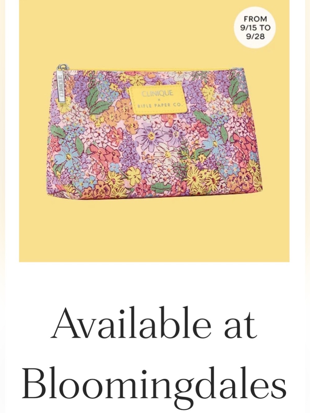 Rifle Paper Co Floral Cosmetic Pouch Collab w Clinique Travel Cosmetics Skincare - Picture 6 of 7